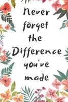 Never forget the difference you've made: A Gift for teacher's birthday, farewell, or End Year teacher appreciation gifts 1098903684 Book Cover