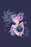 Aries Horoscope Journal for the Bold Aries Woman: Lined Zodiac Notebook Neon Zodiac Girl and Starry Night Cover - 6x9, 120 pages 1687182019 Book Cover