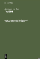 Handschriften�bersicht. Anmerkungen Und Lesarten 3110003309 Book Cover