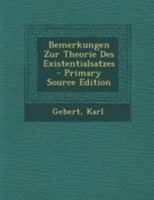 Bemerkungen Zur Theorie Des Existentialsatzes 1018190007 Book Cover