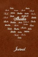 Personalized Journal - Sheila: Name in Many Different Fonts in Heart Shape on Bronze Leather Look Background 1726634728 Book Cover