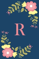 R: Floral Personalized Initial R Monogram Pink Floral Notebook Journal Gift for Women, Girls and School Wide Rule 120 Lined Pages,Sof Cover, 6x9 Paperback, Matte Finish 1678745367 Book Cover