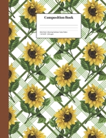 Composition Book Wide-Ruled Blooming Sunflower Tartan Pattern: Class Notebook for Study Notes and Writing Assignments 1089168780 Book Cover