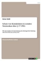 Schutz Von Kontaktdaten in Sozialen Netzwerken Uber 17 Uwg 3656602034 Book Cover