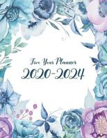 Five Year Planner: Monthly Logbook and Journal, 60 Months Calendar, Blue Purple Floral Design 1083101382 Book Cover