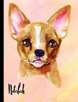 Notebook: Watercolor Chihuahua Dog School Notebook 100 Pages Wide Ruled Paper 1082242500 Book Cover
