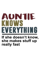 Auntie Knows Everything If she doesn't know she makes stuff up really fast: Funny Auntie's Gift Notebook 6x9 Inch 120 Pages Blank lined Notebook Journal Blank journal Notebook & Planner - for Journali 1673620450 Book Cover