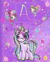 A: Unicorn Composition Notebook Wide Ruled - Monogrammed Initial A 1074394968 Book Cover
