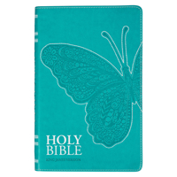 KJV Holy Bible, Gift Edition for Girls/Teens King James Version, Faux Leather Flexible Cover, Teal Butterfly 1639522832 Book Cover