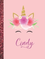 Cindy: Cindy Marble Size Unicorn SketchBook Personalized White Paper for Girls and Kids to Drawing and Sketching Doodle Taking Note Size 8.5 x 11 165839769X Book Cover