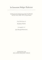 In Honorem Holger Pedersen: Kolloquium Der Indogermanischen Gesellschaft Vom 26. Bis 28. Marz 1993 in Kopenhagen 3882268239 Book Cover