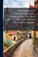 Beiträge zur Geschichte und Charakteristik Dds deutschen Sonetts im XIX. Jahrhundert 1245143131 Book Cover