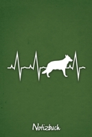 Notizbuch: Grünes liniertes Deutscher Schäferhund Herzschlag Hunde Notizheft ca DIN A5 weiß liniert 110 Seiten (German Edition) 1650216394 Book Cover