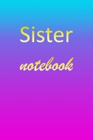 Sister: Blank Notebook Wide Ruled Lined Paper Notepad Writing Pad Practice Journal Custom Personalized First Name Initial S Blue Purple Gold Taking Class Notes, Homework, Studying School Homeschool &  1670891259 Book Cover