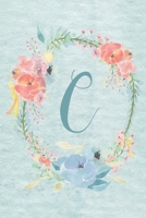 Notebook 6x9 - Initial C - Light Blue and Pink Floral Design: College ruled notebook with initials/monogram - alphabet series. 1676364587 Book Cover