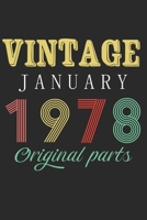 Vintage January 1978 Original Parts: Retro Birthday Gift Notebook Blank Lined Journal 1671317386 Book Cover
