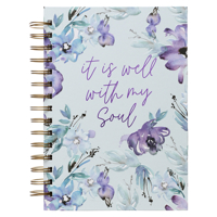 Inspirational Spiral Journal Notebook for Women It is Well with My Soul Blue/Purple Posies Floral Wire Bound w/192 Ruled Pages, Large Hardcover, With Love 1642729612 Book Cover