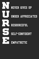 Nurse Never Gives Up Under Appreciated Resourceful Self Confident Empathetic: 6x9 Blank Lined Notebook Journal 110 Pages Perfect Gift For Nurses 1708452354 Book Cover
