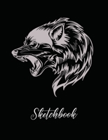 Sketchbook: Large 8.5"x11" for Drawing, Sketch, Painting, Watercolor, Creation: 110 pages. Notebook and Sketchbook for Artist,Pencil, Markers, Paint. ( Black Wolf Cover ) 1655025473 Book Cover