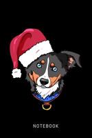 Notebook: Happy Miniature American Shepherd Dog Wearing A Christmas Hat 1076950906 Book Cover