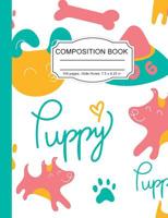 Composition Notebook: Kawaii Playful Puppy Dog Wide Ruled Paper Lined Notebook Journal for Teens Kids Students Back to School 7.5 x 9.25 in. 100 Pages 1080220275 Book Cover