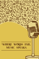 Where Words Fail Music Speaks: DIN-A5 sheet music book with 100 pages of empty staves for composers and music students to note music and melodies 169308144X Book Cover