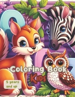 coloring book kids: 49 Coloring Illustrations of adorable animals. Each animal is labeled with its name B0CMXG1VG6 Book Cover