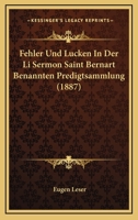 Fehler Und Lucken In Der Li Sermon Saint Bernart Benannten Predigtsammlung (1887) 1160093091 Book Cover