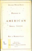 Benjamine Wisner Bacon: Pioneer in American Biblical Criticism 0891301100 Book Cover