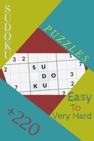 Sudoku Puzzles Easy to Very Hard: +220 Puzzles, two Puzzles Per Page - Easy, Medium, Hard and Very Hard Large Print Puzzle Book For Adults B087SKQ8BB Book Cover