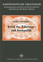 Kritik Der Wahrungs- Und Bankpolitik 3663007340 Book Cover