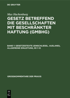 Gesetzestexte (einschlie�l. Ausland), Allgemeine Einleitung, �� 1-12 3111201732 Book Cover