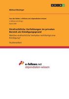 Strafrechtliche Verfehlungen im privaten Bereich als Kündigungsgrund: Welches strafrechtliche Verhalten rechtfertigt eine Kündigung? 3668412901 Book Cover