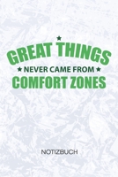 Great Things Never Came From Comfort Zones: Unternehmer Notizbuch A5 Kariert - Entrepreneur Heft - Business Notizheft 120 Seiten KARO - Motivationsspruch Notizblock Business Zitat Motiv - Kapitalist G 1704373689 Book Cover