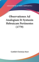 Observationes Ad Analogiam Et Syntaxin Hebraicam Pertinentes 1175300594 Book Cover