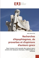 Recherches d'Apophtegmes, de proverbes et d'opinions d'auteurs grecs 6138456432 Book Cover