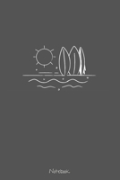 Notebook: Liniertes Notizbuch DIN A6 - 110 Seiten Surfer Welle Reisen Tagebuch Abenteuer Meer Koffer Flugzeug Erinnerung Memories Geschenk zu Weihnachten 1673606989 Book Cover