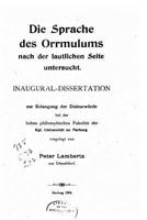 Die Sprache Des Orrmulums Nach Der Lautlichen Seite Untersucht 1534692495 Book Cover