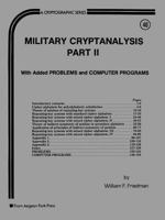 Military Cryptanalysis, Part II: With Added Problems and ComputerPrograms (Cryptographic Series, C-40) 0894120646 Book Cover
