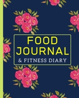 Food Planner & Fitness Diary: Blue Gold Floral Meal Tracker: Track And Plan Your Food Daily (100 Days Food Plus Fitness Planner / Diary / Log / Journal) 1710226161 Book Cover