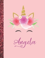 Angela: Angela Marble Size Unicorn SketchBook Personalized White Paper for Girls and Kids to Drawing and Sketching Doodle Taking Note Size 8.5 x 11 1658375025 Book Cover
