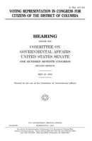 Voting Representation in Congress for Citizens of the District of Columbia 1983631825 Book Cover