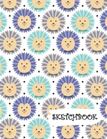 Sketchbook: Bright Blue Hedgehog Fun Framed Drawing Paper Notebook 1691090794 Book Cover