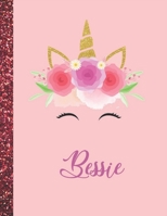 Bessie: Bessie Marble Size Unicorn SketchBook Personalized White Paper for Girls and Kids to Drawing and Sketching Doodle Taking Note Size 8.5 x 11 1658387708 Book Cover