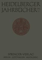 Heidelberger Jahrbucher 3540028528 Book Cover