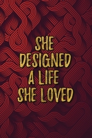 She Designed A Life She Loved: Lined Notebook Journal - Retro Abstract Wavy - 100 Pages 6x9 College Ruled Lined Notebook Writing Diary For Girls Women 1673612679 Book Cover