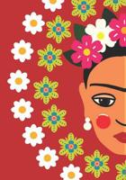 Whimsical Frida Red Folk Art Lined Undated Journal: Diary Notebook 1075065992 Book Cover