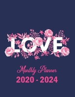 2020-2024 Planner: Adorable Pink Roses Initial Monogram Love And Florals 5 Year Monthly Planner, Organizer & Agenda, Five-Year (60 Months Calendar, Diary & Business Schedule Notebook) 1706569653 Book Cover