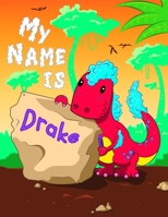 My Name is Drake: 2 Workbooks in 1! Personalized Primary Name and Letter Tracing Book for Kids Learning How to Write Their First Name and the Alphabet with Cute Dinosaur Theme, Handwriting Practice Pa 1694355306 Book Cover