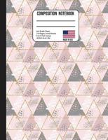 Composition Notebook 4X4 Graph Paper: Trendy Pink Grey & Gold Triangle Back to School Composition Book for Teachers, Students, Kids and Teens 1074652908 Book Cover